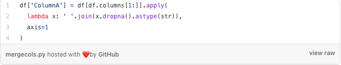 Merge columns Python coding, text analysis