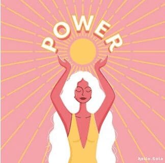 Drawing of a woman holding the sun with Power written across