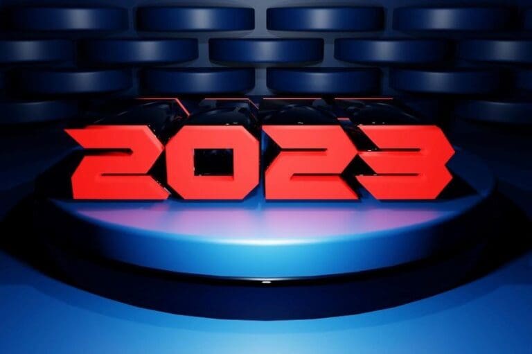 2023 numbers on a podium