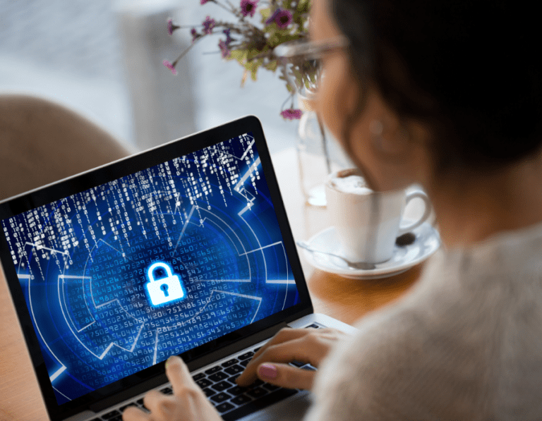 Cyber security - padlock on screen