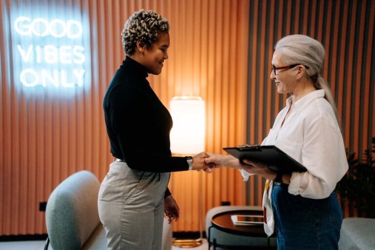 Women meet for job interview