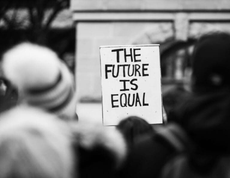 The Future is Equal protest banner
