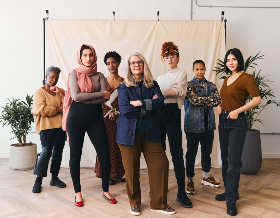 Diverse group of women working in tech industry