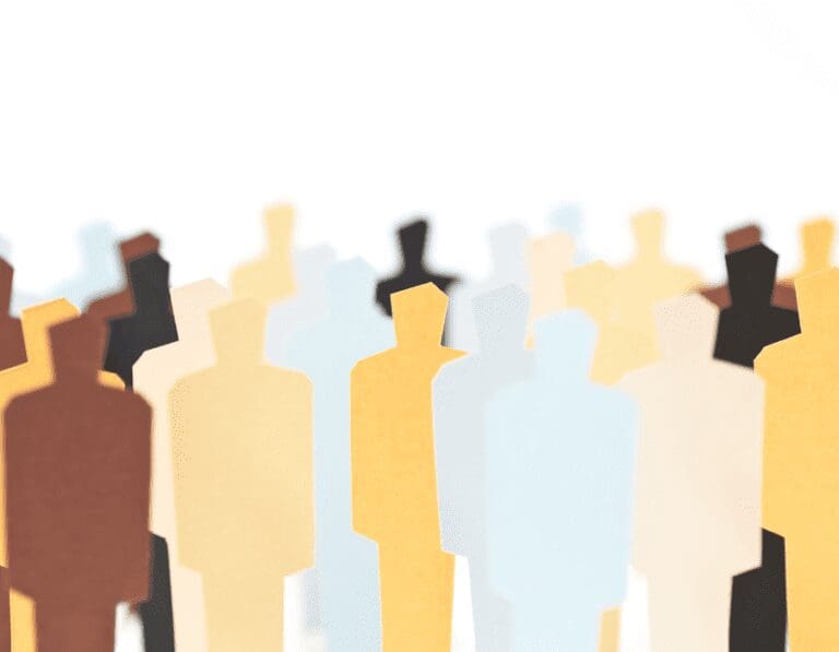 Varieties of different coloured paper silhouettes, diversity concept