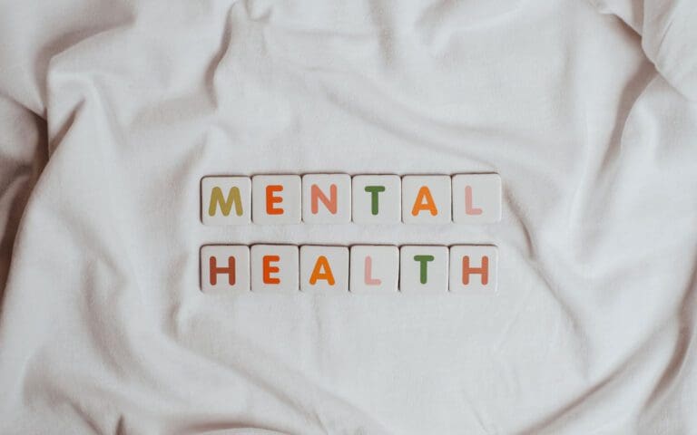 Mental health spelled out in letter tiles