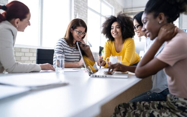 Group of diverse women networking