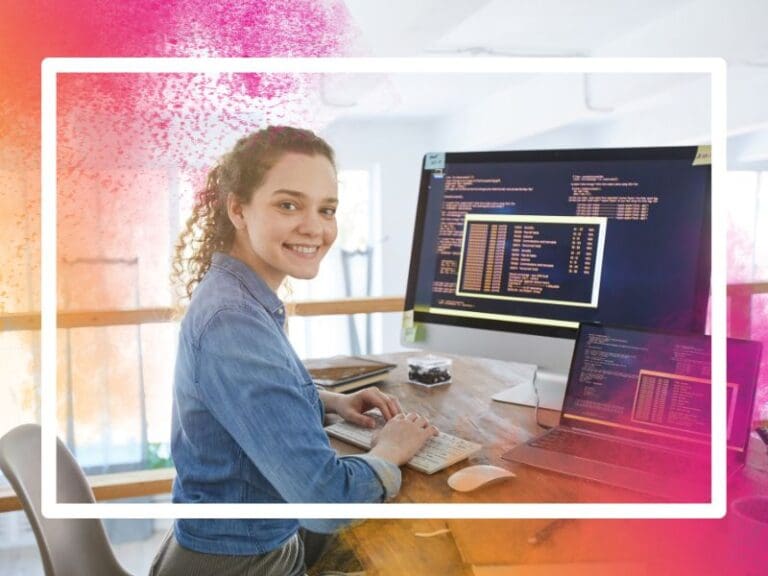 Female IT Developer working at a computer