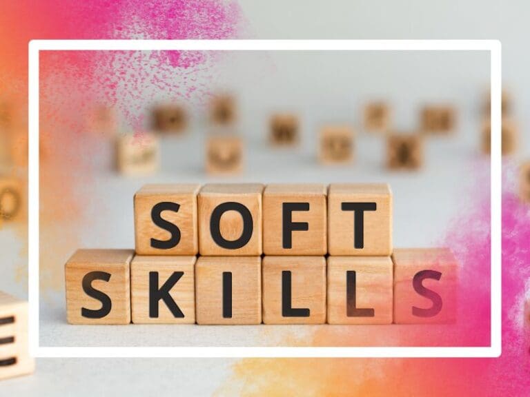 Soft skills - words from wooden blocks with letters