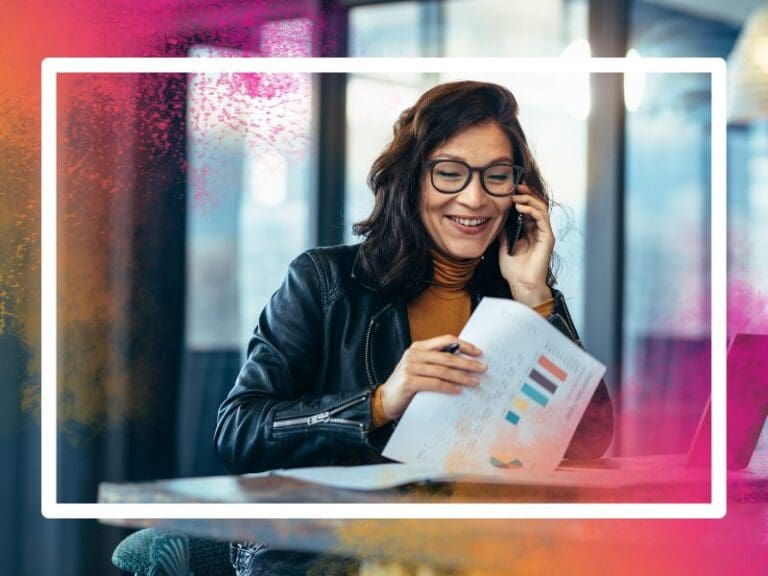 Happy businesswoman in tech