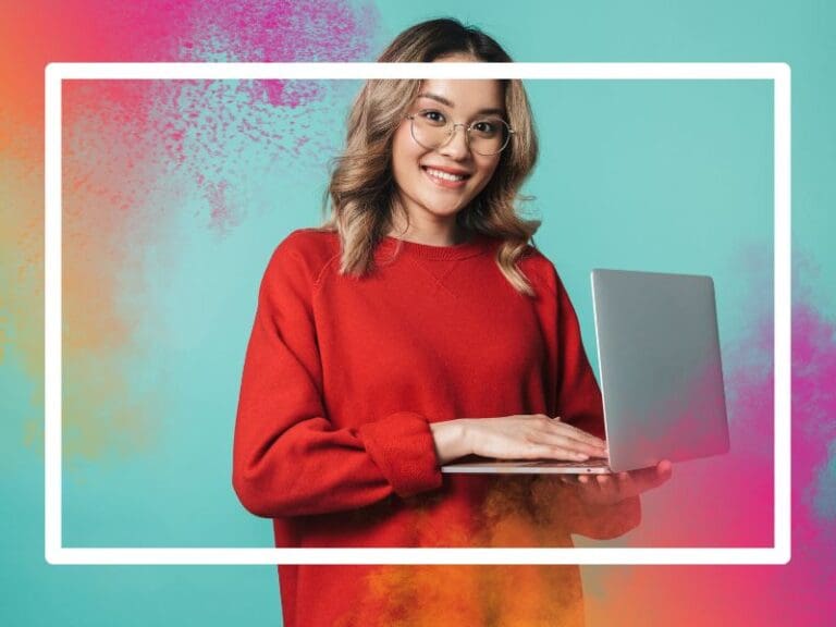Young Asian woman holding a laptop