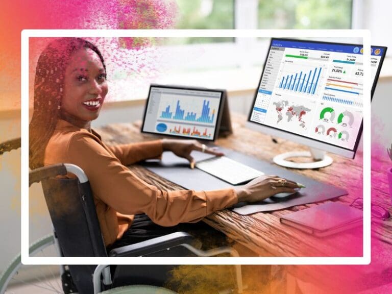 Female developers using AI writes the code for data analytics
