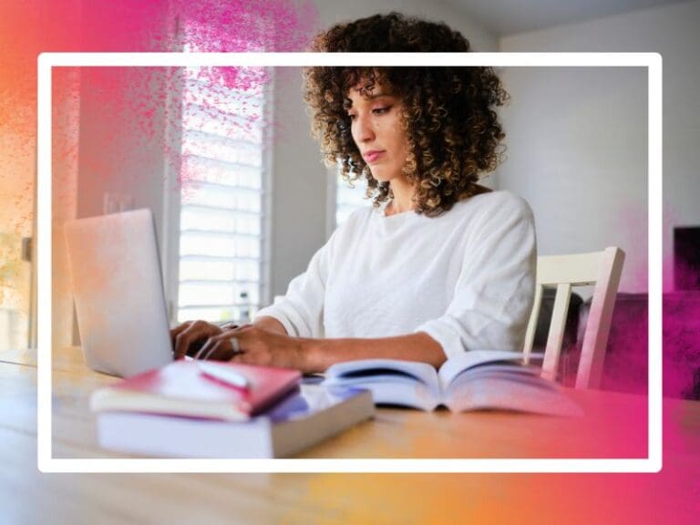 Young woman studying and learning on her computer, empowering women through learning