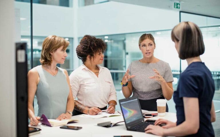 Female tech professionals having a meeting