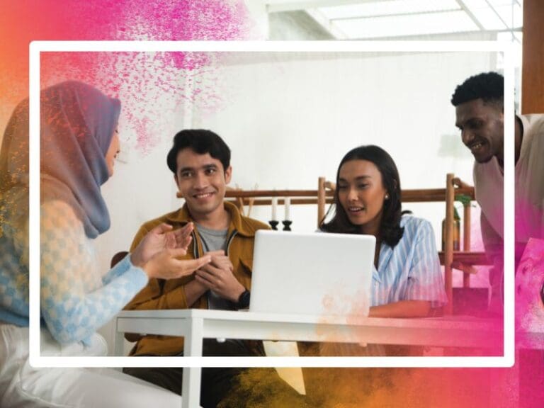 Diverse Group of Students Working Together, diversity in tech concept