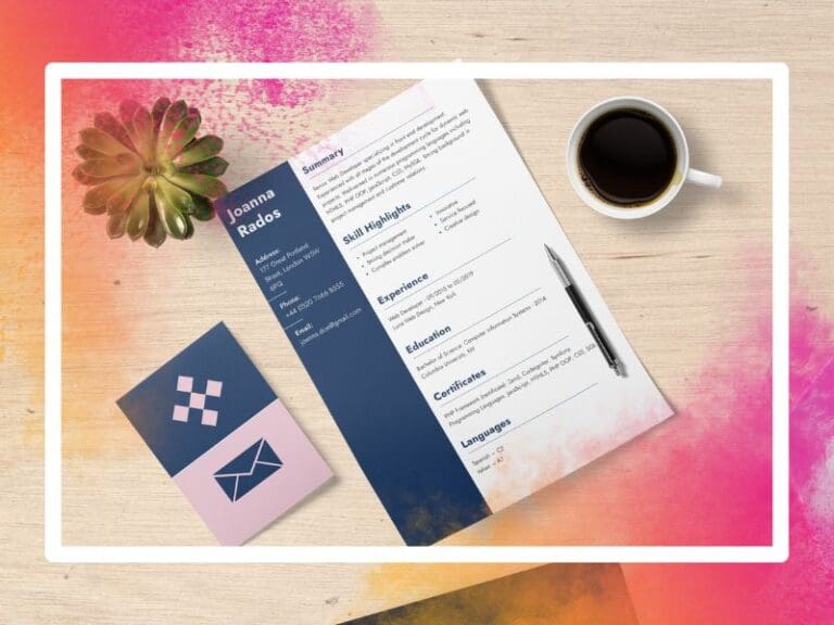 View of a resume & CV from above, tech job