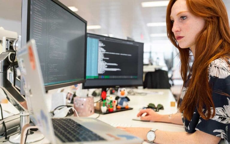 Woman studying computer science