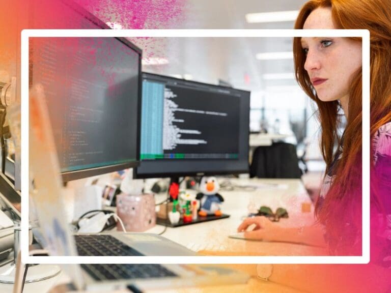 Woman studying computer science