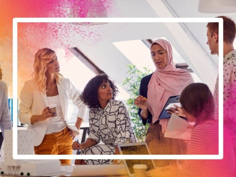 Diverse business team in the office having a meeting, diversity concept, diverse tech workforce