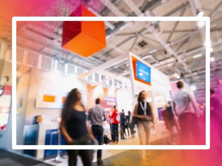 Blurred image of a tech trade show