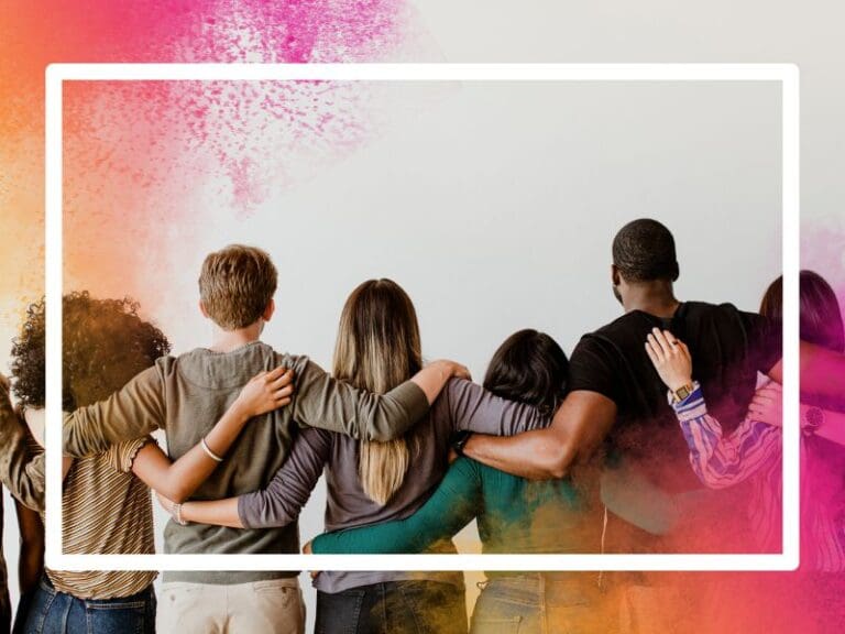 diverse people hugging each other, diversity