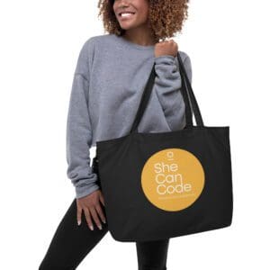 Large organic SheCanCode tote bag