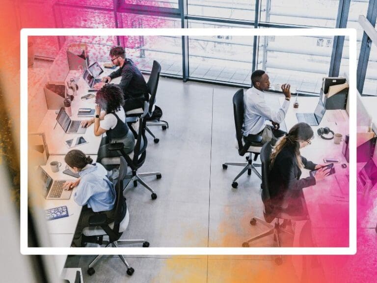Cool Corporate Employees Working in an Office, on-call concept