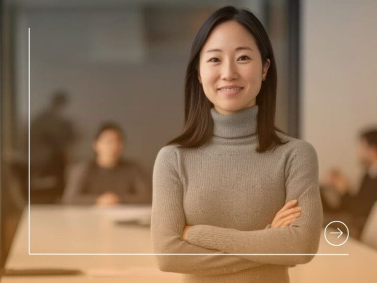 Confident woman in tech at work