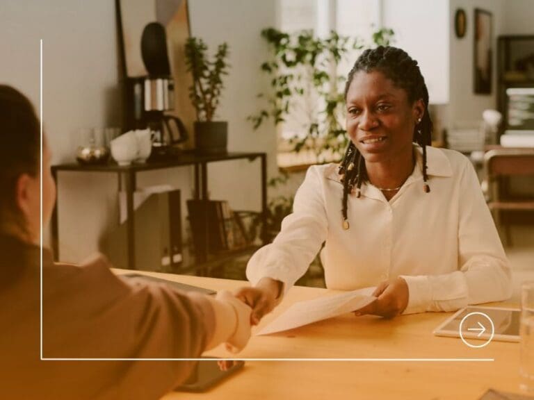 Recruiter Shaking Hands after Job Interviewer, talent trends concept