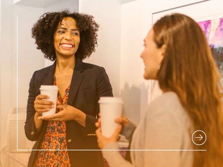 Women Smiling while having Conversation, networking concept