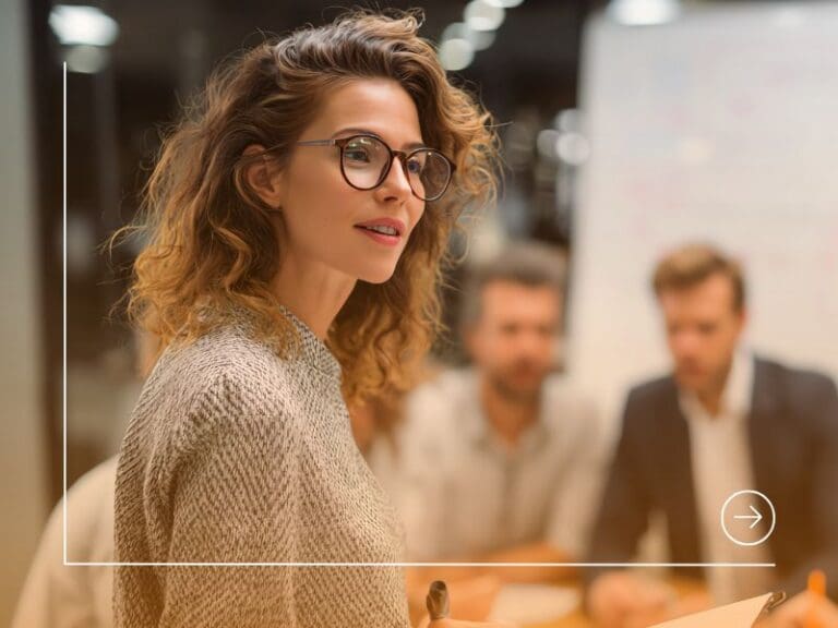 Female manager leading team brainstorming session, leading authentically concept