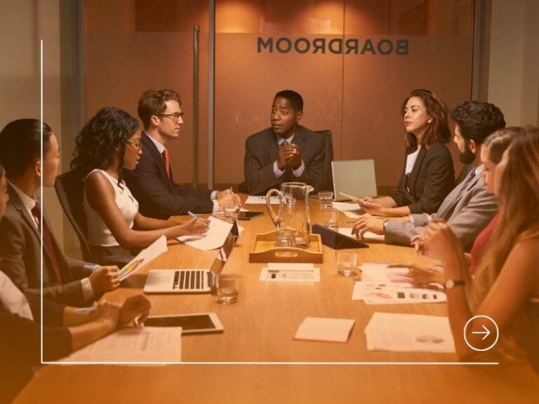 Corporate Business People at an Evening Boardroom Meeting, Gen Z