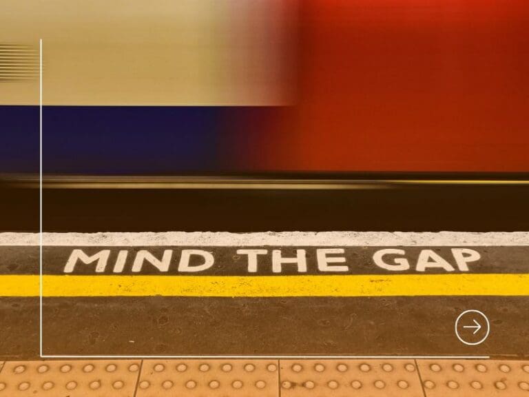 Mind the Gap Sign in London Subway, Gender data gap concept