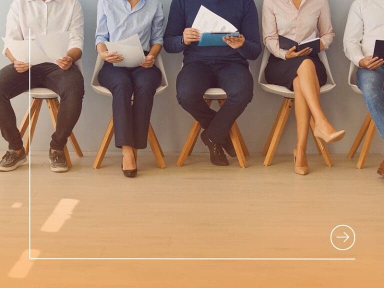 Group of People Waiting in Line for Job Interview or Office Workers Waiting for Boss's Invitation, career resilience concept