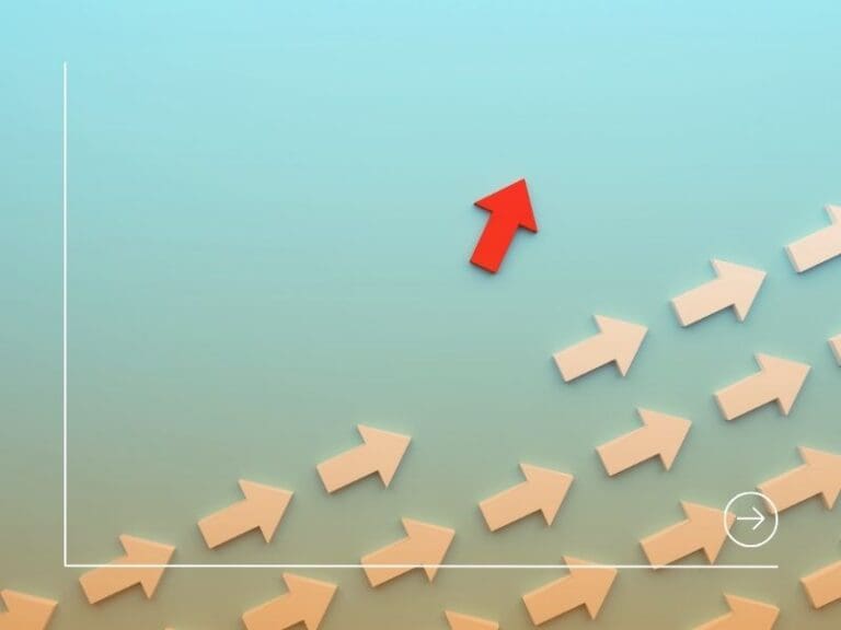 Different business concept. Red arrow sign changing direction from white arrow sign, change concept