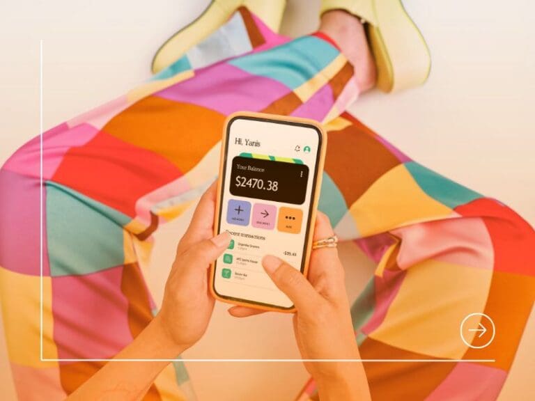 Modern Fintech Person Using Finance App on Smartphone